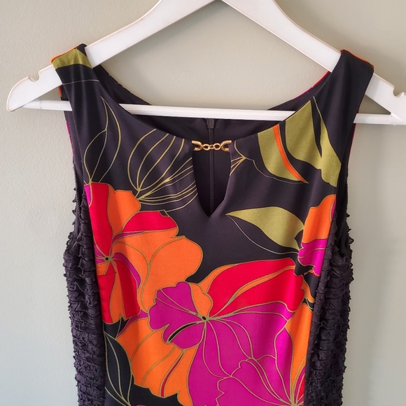 Joseph Ribkoff 6 Tropical Resortwear Vacation Silky Knit Flounce Hem Midi Dress - Picture 6 of 12